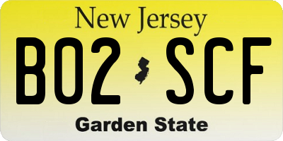 NJ license plate B02SCF