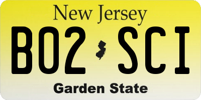 NJ license plate B02SCI