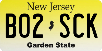 NJ license plate B02SCK