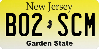 NJ license plate B02SCM
