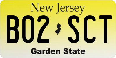 NJ license plate B02SCT