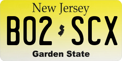 NJ license plate B02SCX