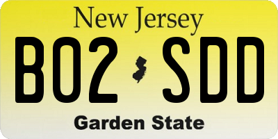 NJ license plate B02SDD