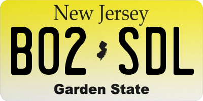 NJ license plate B02SDL