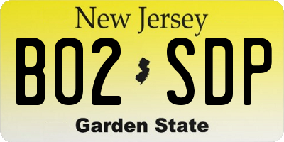 NJ license plate B02SDP