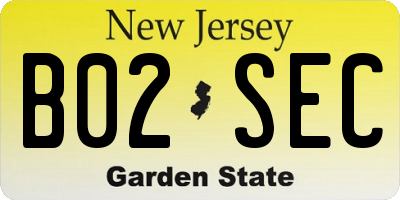 NJ license plate B02SEC
