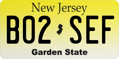NJ license plate B02SEF