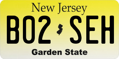 NJ license plate B02SEH