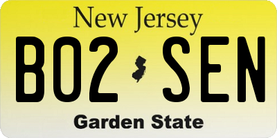 NJ license plate B02SEN