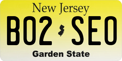 NJ license plate B02SEO