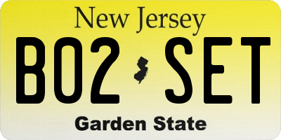 NJ license plate B02SET