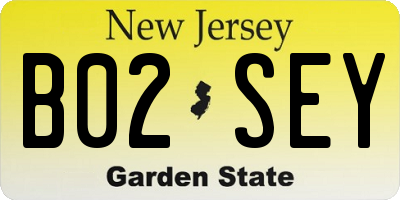 NJ license plate B02SEY