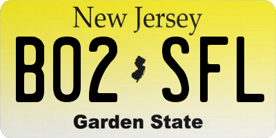 NJ license plate B02SFL