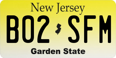 NJ license plate B02SFM