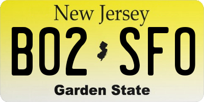 NJ license plate B02SFO