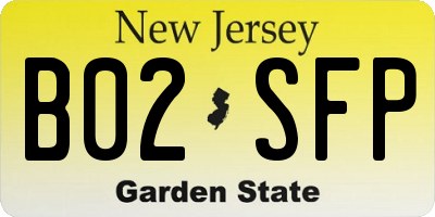 NJ license plate B02SFP