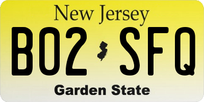 NJ license plate B02SFQ