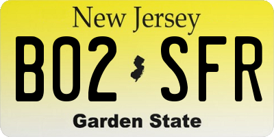NJ license plate B02SFR