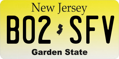 NJ license plate B02SFV