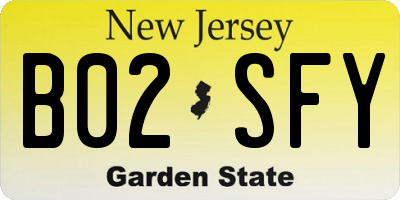 NJ license plate B02SFY