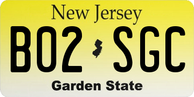 NJ license plate B02SGC