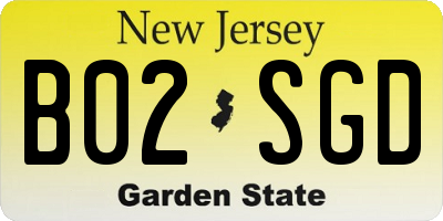 NJ license plate B02SGD