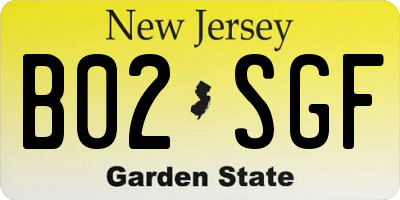 NJ license plate B02SGF