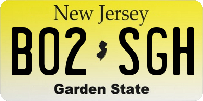 NJ license plate B02SGH