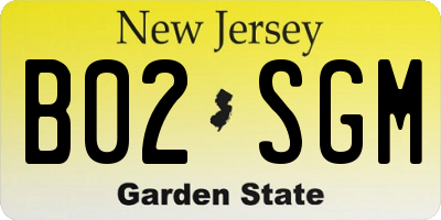 NJ license plate B02SGM
