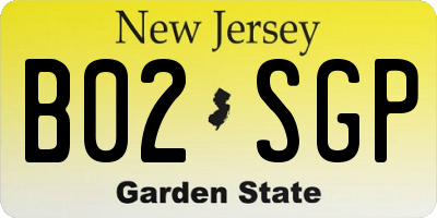 NJ license plate B02SGP