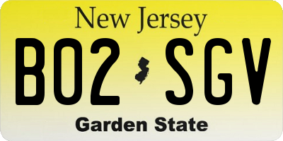NJ license plate B02SGV