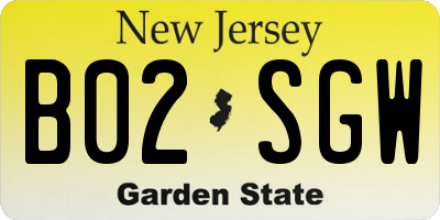 NJ license plate B02SGW