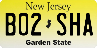 NJ license plate B02SHA