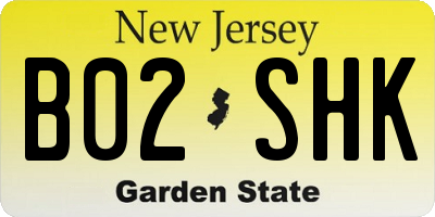 NJ license plate B02SHK