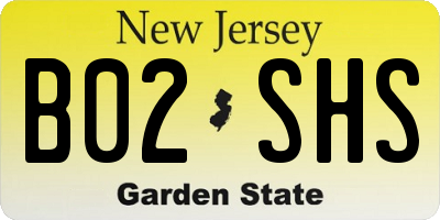 NJ license plate B02SHS