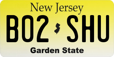NJ license plate B02SHU