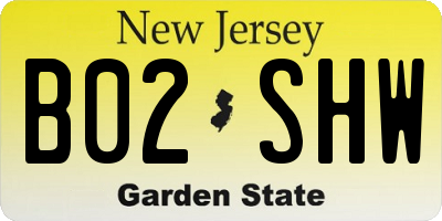 NJ license plate B02SHW
