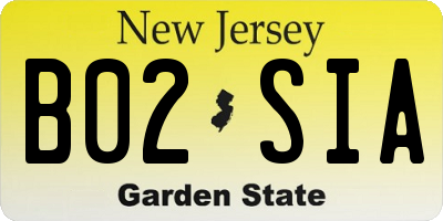 NJ license plate B02SIA