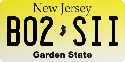 NJ license plate B02SII