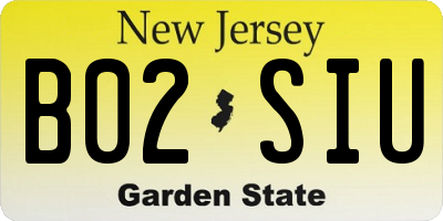 NJ license plate B02SIU