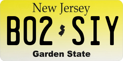 NJ license plate B02SIY