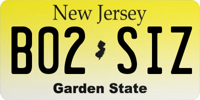 NJ license plate B02SIZ