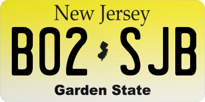 NJ license plate B02SJB