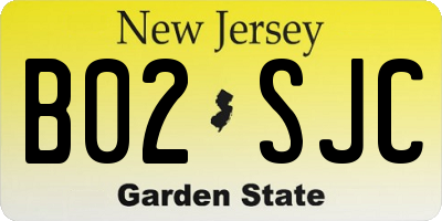 NJ license plate B02SJC