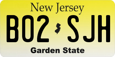 NJ license plate B02SJH