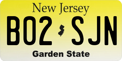 NJ license plate B02SJN