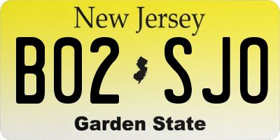 NJ license plate B02SJO