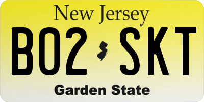 NJ license plate B02SKT