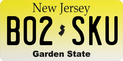 NJ license plate B02SKU