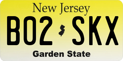 NJ license plate B02SKX